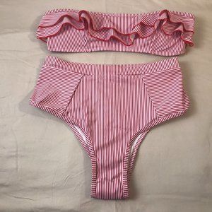 Two Piece Swim Suit - Red Pin Stripe - NWOT